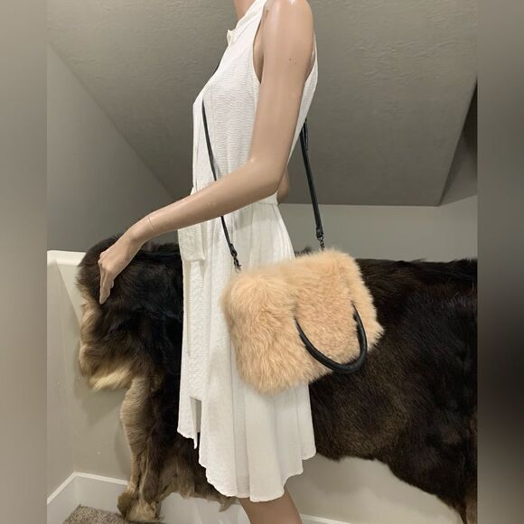 Handmade Luxury Real Fox Fur Tote/Crossbody & Fur Ball Keychain/Bag charm - Picture 9 of 16